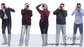  Presentation with cameras - PPT theme featuring many-double-twelve-group-paparazzi background and a lemonade colored foreground