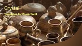  Presentation with spanish food and wine - Slide deck consisting of many-earthenware-jugs-for-wine background and a tawny brown colored foreground