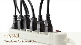  Presentation with electric utility - PPT layouts featuring many electrical cords connected background and a sky blue colored foreground