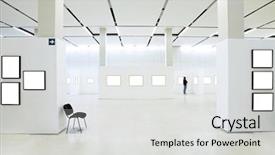  Presentation with museum - Presentation theme with many empty frames in museum background and a light gray colored foreground
