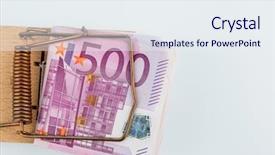  Presentation with debt free - Colorful PPT layouts enhanced with many euro banknotes backdrop and a sky blue colored foreground