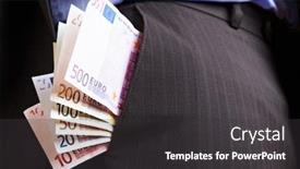  Presentation with bills - Amazing presentation design having many-euro-bills-stick-out backdrop and a dark gray colored foreground