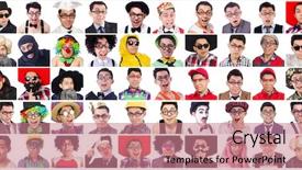  Presentation with faces - Audience pleasing presentation design consisting of many faces from same backdrop and a coral colored foreground