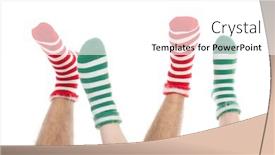  Presentation with socks - Colorful slide set enhanced with many feet in christmas socks isolated over white background backdrop and a white colored foreground