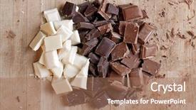  Presentation with chocolate milk - Presentation having many flavors of chocolate piled background and a coral colored foreground