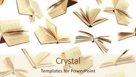  Presentation with many books - Amazing theme having many flying books as background backdrop and a cream colored foreground