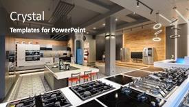  Presentation with retail store - Presentation design enhanced with many-gas-stoves-selling background and a dark gray colored foreground