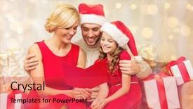  Presentation with winter family - Slides consisting of mother daugther - family christmas x-mas winter happiness background and a red colored foreground