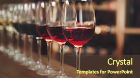 Presentation with wine - Slides having many glasses of different wine background and a tawny brown colored foreground