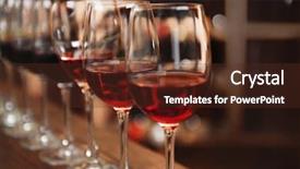  Presentation with elegant man in glasses optics - Audience pleasing slides consisting of many glasses of different wine backdrop and a tawny brown colored foreground