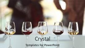  Presentation with wine tasting - Beautiful PPT layouts featuring many glasses of different wine backdrop and a sky blue colored foreground