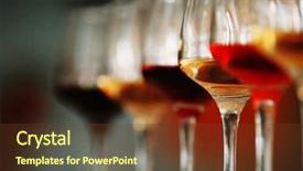  Presentation with wine tasting - Colorful presentation theme enhanced with many glasses of different wine backdrop and a tawny brown colored foreground