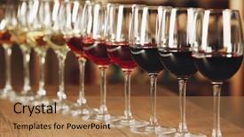  Presentation with bar drinks wine - Presentation theme enhanced with many glasses of different wine background and a coral colored foreground