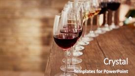  Presentation with wine - PPT layouts featuring many glasses of different wine background and a coral colored foreground