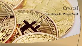  Presentation with bitcoin - Colorful theme enhanced with many-gold-color-coins backdrop and a yellow colored foreground