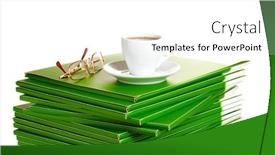  Presentation with green coffee - Cool new presentation design with many green folder with cup of coffee isolated on white backdrop and a white colored foreground