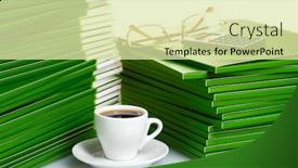  Presentation with green coffee - Cool new presentation with many green folder with cup of coffee closeup backdrop and a soft green colored foreground