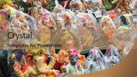  Presentation with festive - Slide set featuring many handmade status of ganesha background and a coral colored foreground