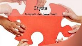  Presentation with red puzzle - PPT theme enhanced with online application form document concept background and a light gray colored foreground