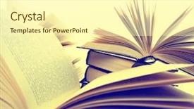  Presentation with many books - Presentation design having many hardcover books toned image background and a cream colored foreground