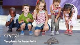  Presentation with pet - Slide deck having many interracial children with turtle background and a gray colored foreground