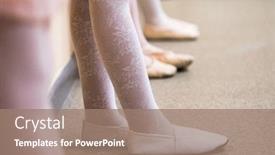  Presentation with ballerina - PPT theme having many kids legs ballerina ballet classes in class background and a coral colored foreground