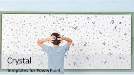  Presentation with school - Presentation design enhanced with many letters at school background and a light blue colored foreground