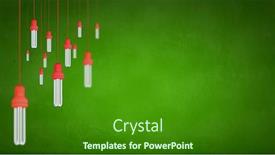  Presentation with light hanging - Beautiful slide deck featuring many light bulbs on color background hanging from above backdrop and a forest green colored foreground