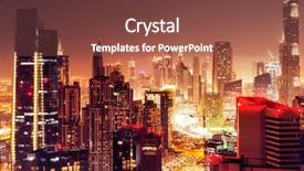  Presentation with nighttime - PPT theme consisting of many lights luxury building background and a tawny brown colored foreground