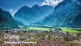  Presentation with luxury resort - Slide set consisting of many little buildings in european background and a violet colored foreground