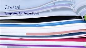  Presentation with magazines - PPT layouts enhanced with many-magazines-close-up background and a light blue colored foreground