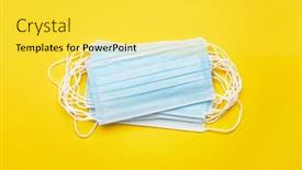  Presentation with yellow medical - Beautiful theme featuring many-medical-protective-masks backdrop and a yellow colored foreground