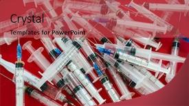 Presentation with medical supplies - Presentation consisting of surgical supplies - many medical syringes background and a red colored foreground