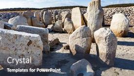  Presentation with circle - Slides having many megaliths forming a circle a sacred place in spain background and a ocean colored foreground