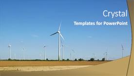  Presentation with wind turbines - Audience pleasing presentation theme consisting of many-modern-wind-turbines-over backdrop and a teal colored foreground