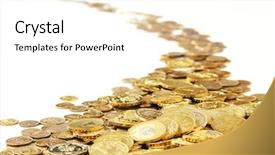  Presentation with path - Presentation theme enhanced with many of gold coins making background and a white colored foreground
