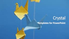  Presentation with bird - Beautiful presentation featuring many of origami bird hanging in a row backdrop and a teal colored foreground