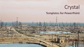  Presentation with oil rig - Beautiful slide deck featuring many oil derricks backdrop and a lemonade colored foreground