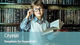  Presentation with many books - Cool new theme with many old books education backdrop and a teal colored foreground