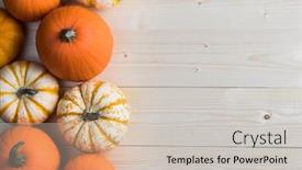  Presentation with halloween - Slide set enhanced with many-orange-pumpkins-on-wooden background and a soft green colored foreground