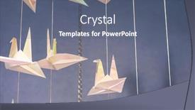  Presentation with crane - Colorful presentation design enhanced with many-paper-crane-origamis backdrop and a ocean colored foreground