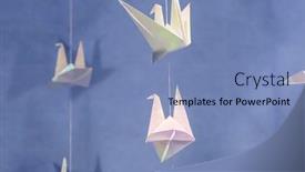  Presentation with crane - Slide set consisting of many-paper-crane-origamis background and a teal colored foreground