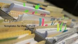  Presentation with files - Theme with many-paper-files-stored background and a coral colored foreground