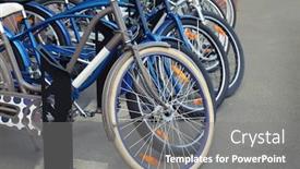  Presentation with bicycles - Amazing slide deck having many parked bicycles outdoors backdrop and a gray colored foreground