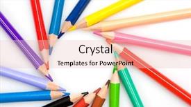 Presentation with pencils - Colorful theme enhanced with many pencils forming a circle backdrop and a  colored foreground