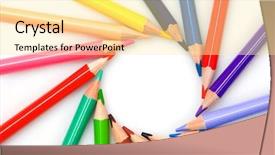  Presentation with pencils - Presentation theme featuring many pencils forming a circle background and a blonde colored foreground