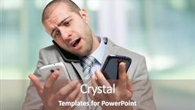  Presentation with talking on phone - Colorful presentation enhanced with many phones at once backdrop and a  colored foreground