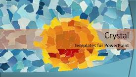  Presentation with sun rays on blue sky - PPT theme featuring many pieces of torn paper background and a gold colored foreground