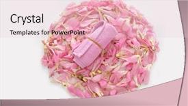  Presentation with flame - PPT layouts featuring many pink tropical petals background background and a lemonade colored foreground