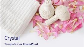  Presentation with flame - Slides having many pink tropical petals background and a sky blue colored foreground